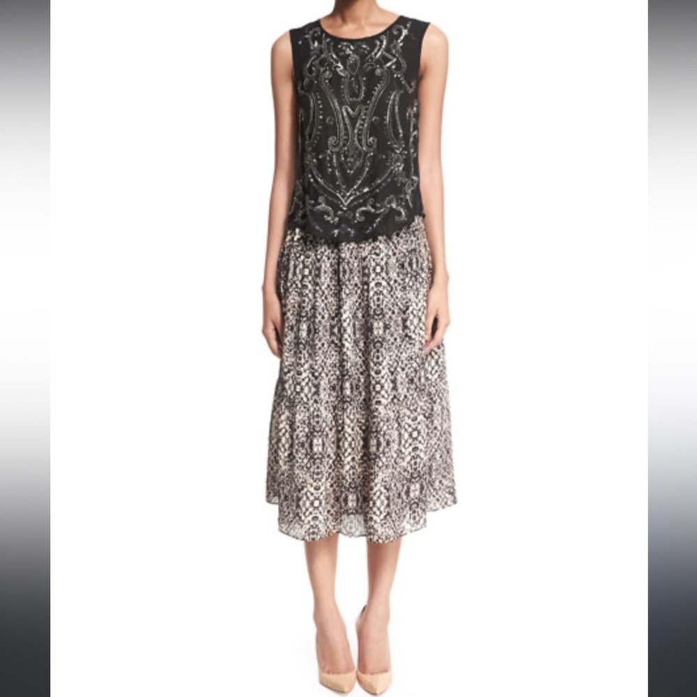 Haute Hippie Printed Silk Midi Skirt Shadow Snake 8 - Picture 2 of 9